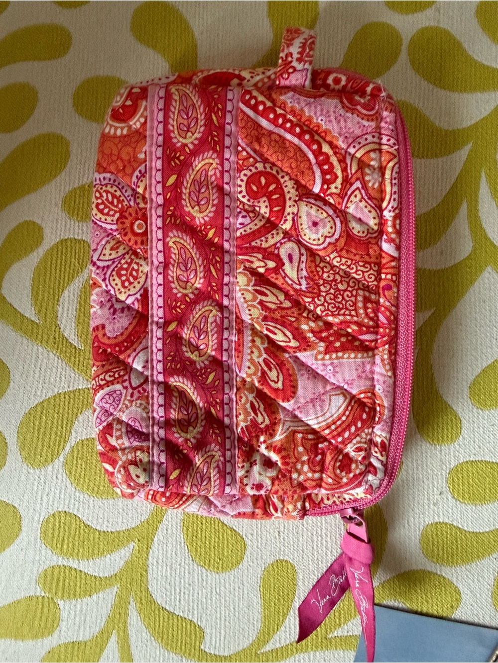 Vera Bradley Pink & Coral Paisley Quilted Cosmetic Case